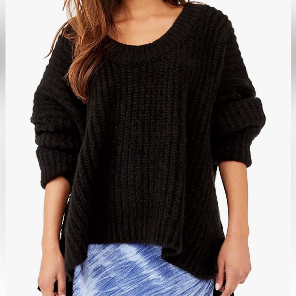 Free People Blue Bell V Neck Sweater
